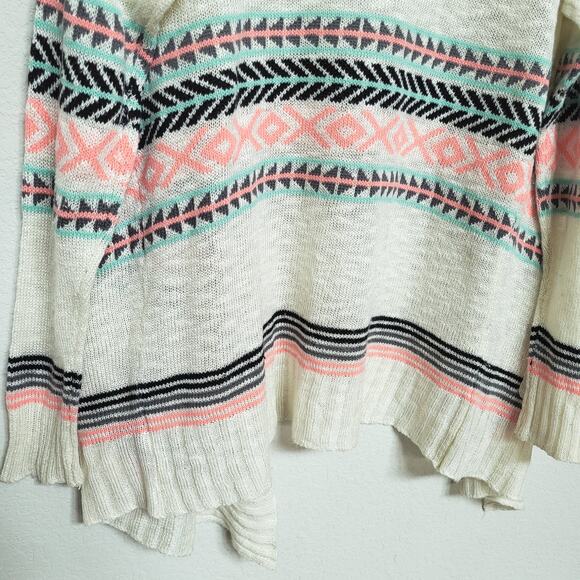 Eyeshadow Cream Cardigan with Pink and Teal Stripes - Picture 13 of 13